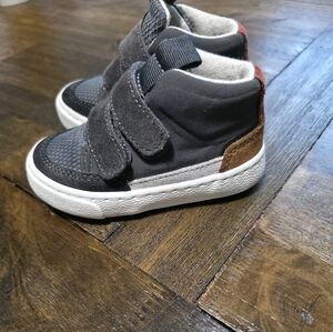 Zara Baby High-Top Velcro Sneakers - Gray and Brown